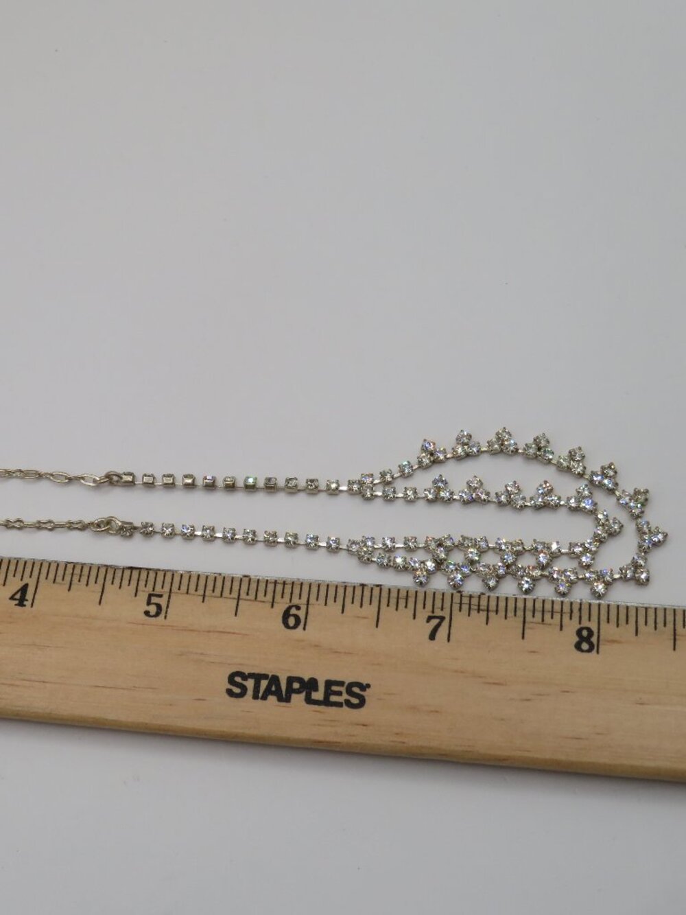 Vintage Clear Rhinestone Silver Tone Necklace - Picture 7 of 8